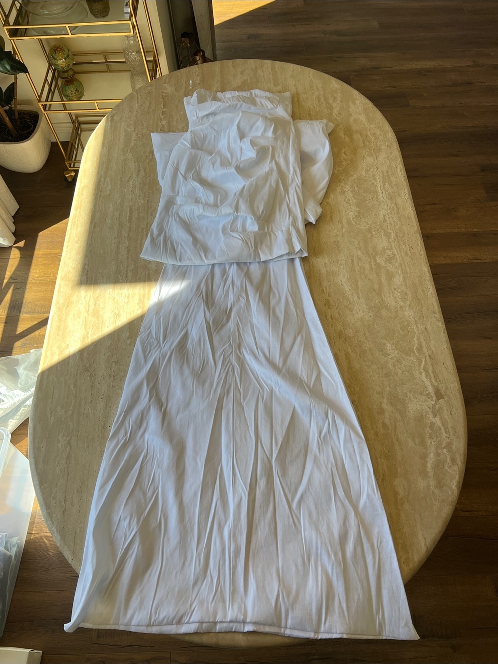 NOOKIE White Short Dress with Bow and Long Train - Classic Sleeveless (Bridal)